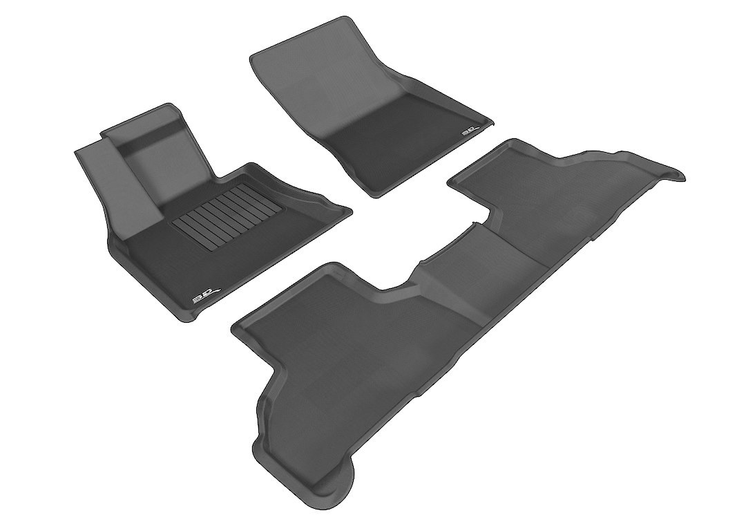3D MAXpider Floor Liner, Kagu, Custom Fit, Raised Edge, Black, Thermoplastic Rubber of Carbon Fiber Texture, 3 Piece – L1BM05501509