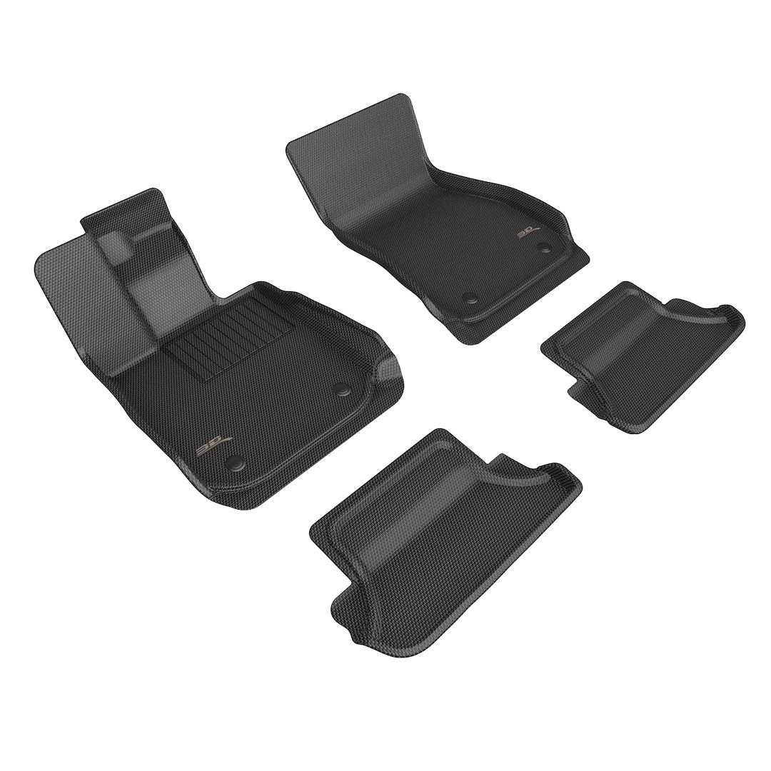 3D MAXpider Floor Liner, Kagu, Custom Fit, Raised Ridge, Black, Thermoplastic Rubber of Carbon Fiber Texture, 4 Piece – L1BM11001509