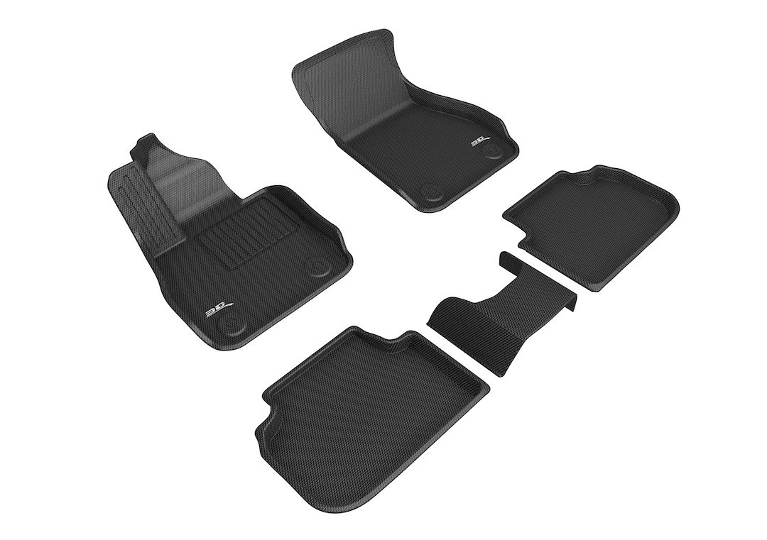 3D MAXpider Floor Liner, Kagu, Custom Fit, Raised Edge, Black, Thermoplastic Rubber of Carbon Fiber Texture, 5 Piece – L1BM11101509