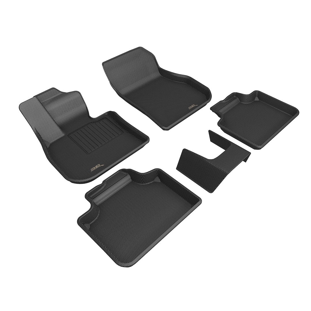 3D MAXpider Floor Liner, Kagu, Custom Fit, Raised Edge, Black, Thermoplastic Rubber of Carbon Fiber Texture, 5 Piece – L1BM12601509
