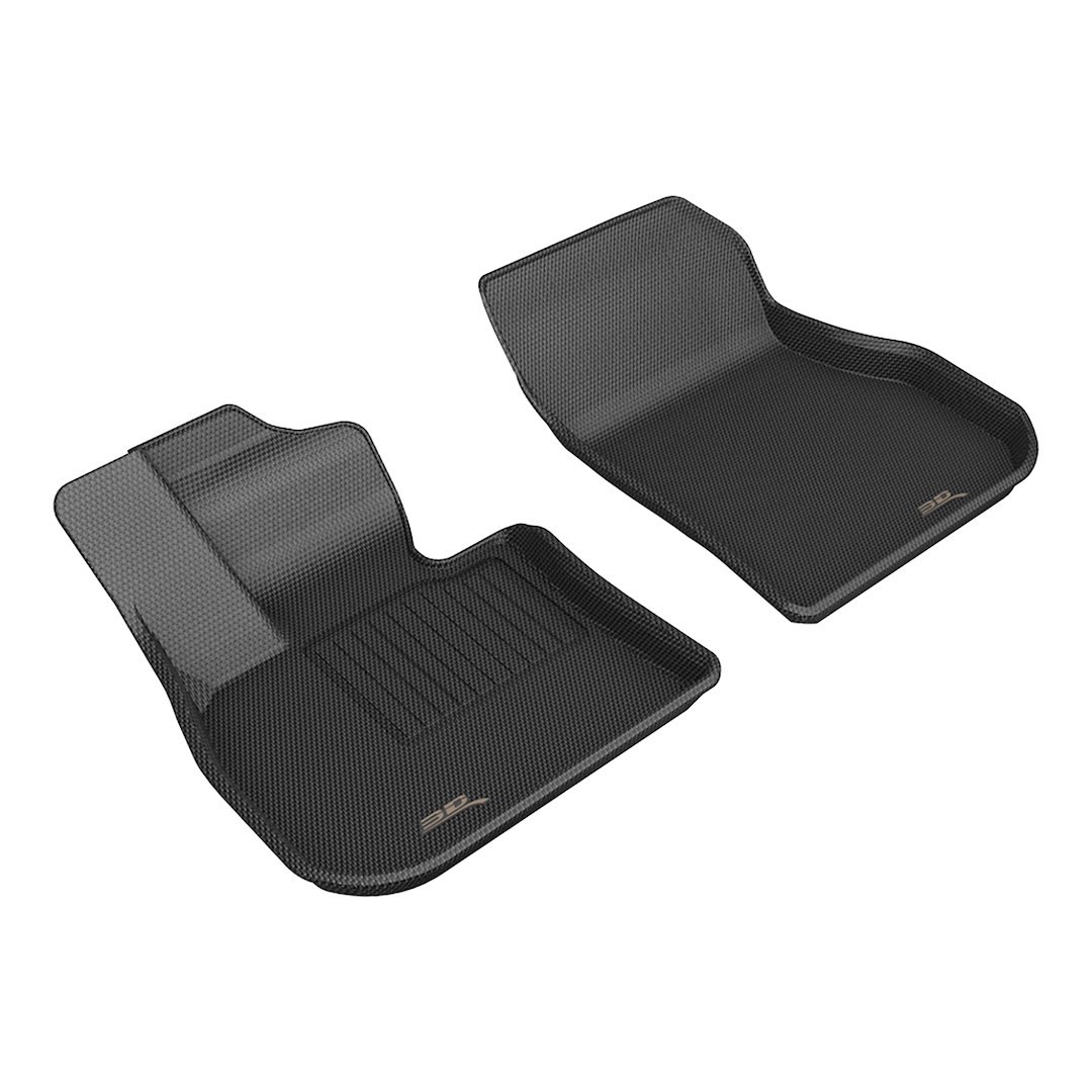 3D MAXpider Floor Liner, Kagu, Custom Fit, Raised Edge, Black, Thermoplastic Rubber of Carbon Fiber Texture, 2 Piece – L1BM12611509