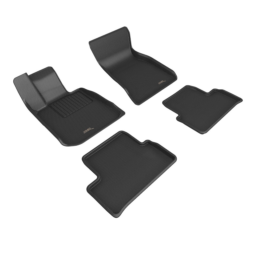 3D MAXpider Floor Liner, Kagu, Custom Fit, Raised Edge, Black, Thermoplastic Rubber of Carbon Fiber Texture, 4 Piece – L1BM12901509