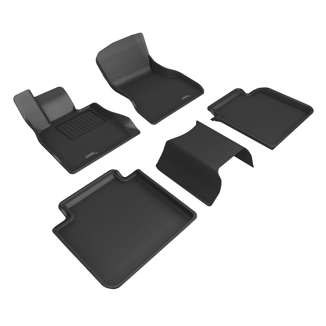 3D MAXpider Floor Liner, Kagu, Custom Fit, Raised Edge, Black, Thermoplastic Rubber of Carbon Fiber Texture, 5 Piece – L1BM13601509