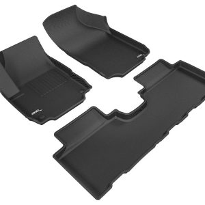 3D MAXpider Floor Liner, Kagu, Custom Fit, Raised Edge, Black, Thermoplastic Rubber of Carbon Fiber Texture, 3 Piece – L1CH08501509