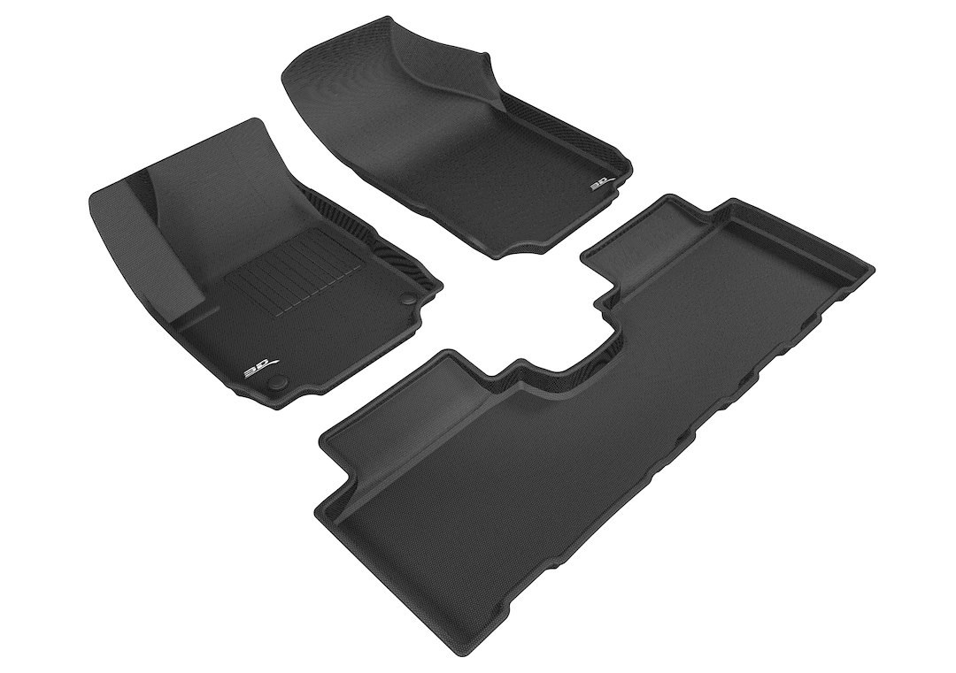 3D MAXpider Floor Liner, Kagu, Custom Fit, Raised Edge, Black, Thermoplastic Rubber of Carbon Fiber Texture, 3 Piece – L1CH08501509