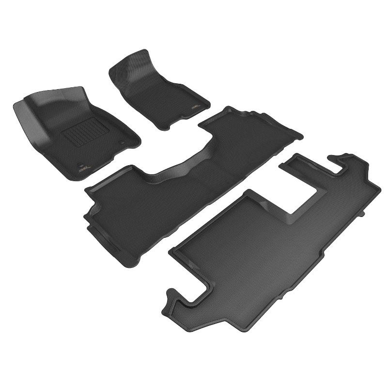 3D MAXpider Floor Liner, Kagu, Custom Fit, Raised Ridge, Black, Thermoplastic Rubber of Carbon Fiber Texture, 4 Piece – L1CH09801509