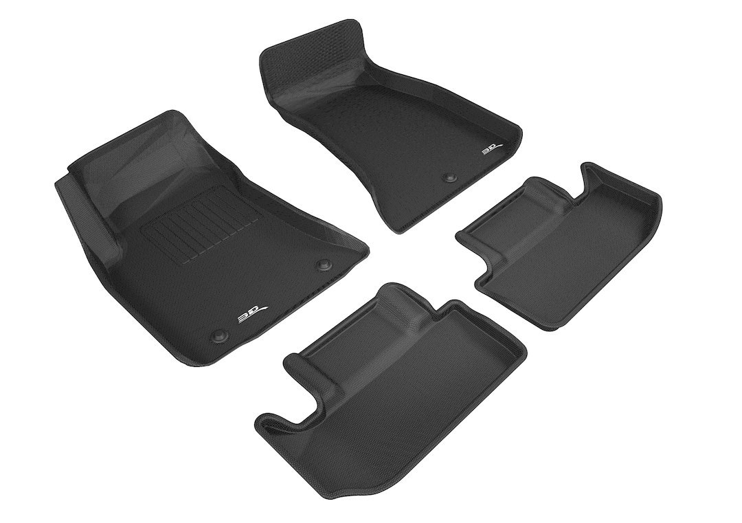 3D MAXpider Floor Liner, Kagu, Custom Fit, Raised Edge, Black, Thermoplastic Rubber of Carbon Fiber Texture, 4 Piece – L1DG02601509