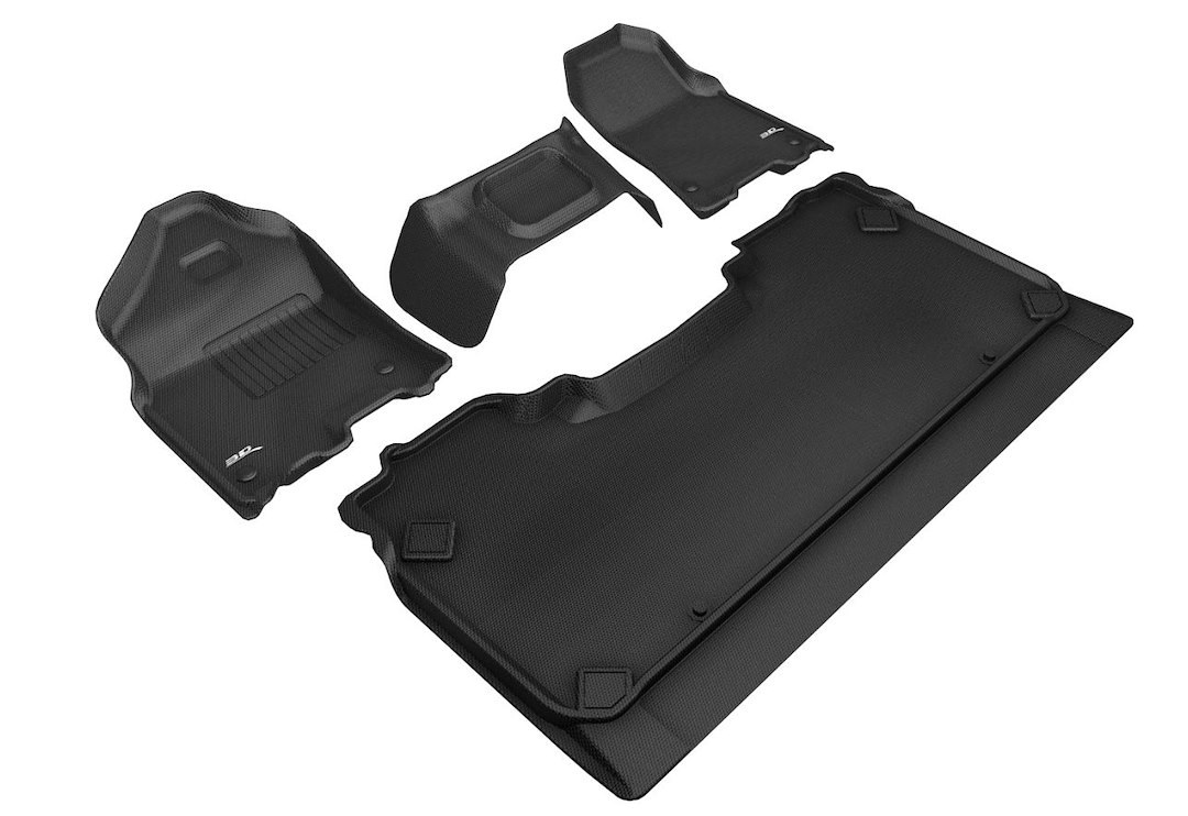 3D MAXpider Floor Liner, Kagu, Custom Fit, Raised Edge, Black, Thermoplastic Rubber of Carbon Fiber Texture, 4 Piece – L1DG02701509