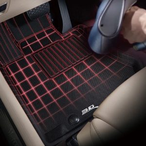 3D MAXpider Floor Liner, Kagu, Custom Fit, Raised Edge, Black, Thermoplastic Rubber of Carbon Fiber Texture, 4 Piece – L1DG02701509
