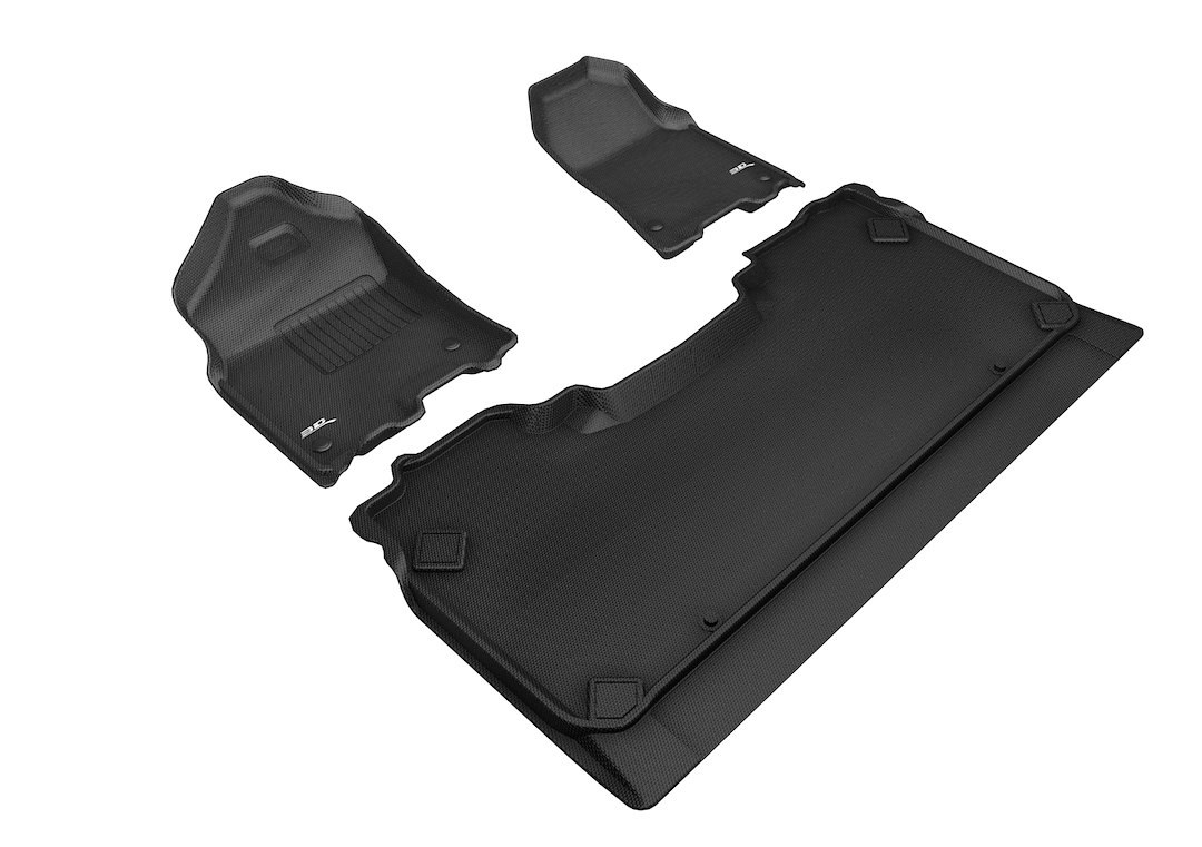 3D MAXpider Floor Liner, Kagu, Custom Fit, Raised Edge, Black, Thermoplastic Rubber of Carbon Fiber Texture, 3 Piece – L1DG02801509