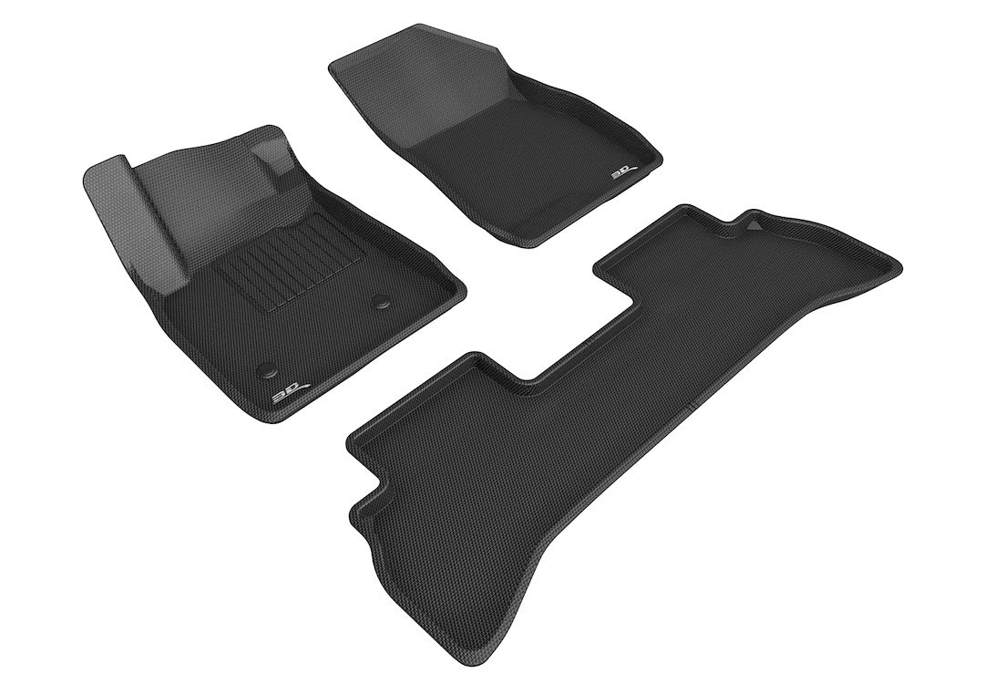 3D MAXpider Floor Liner, Kagu, Custom Fit, Raised Edge, Black, Thermoplastic Rubber of Carbon Fiber Texture, 2 Piece – L1DG03211509