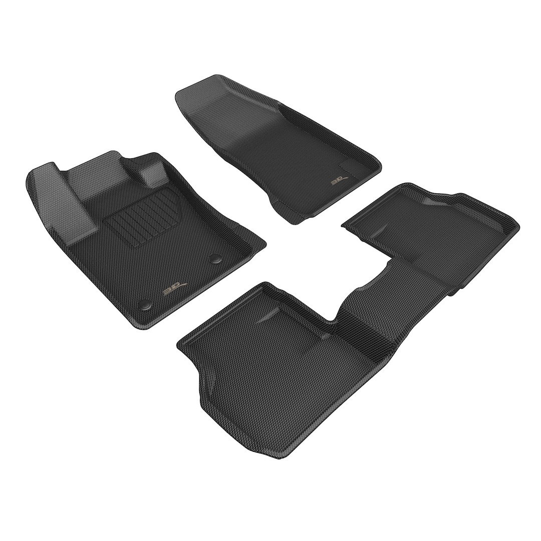 3D MAXpider Floor Liner, Kagu, Custom Fit, Raised Edge, Black, Thermoplastic Rubber of Carbon Fiber Texture, 3 Piece – L1DG03501509