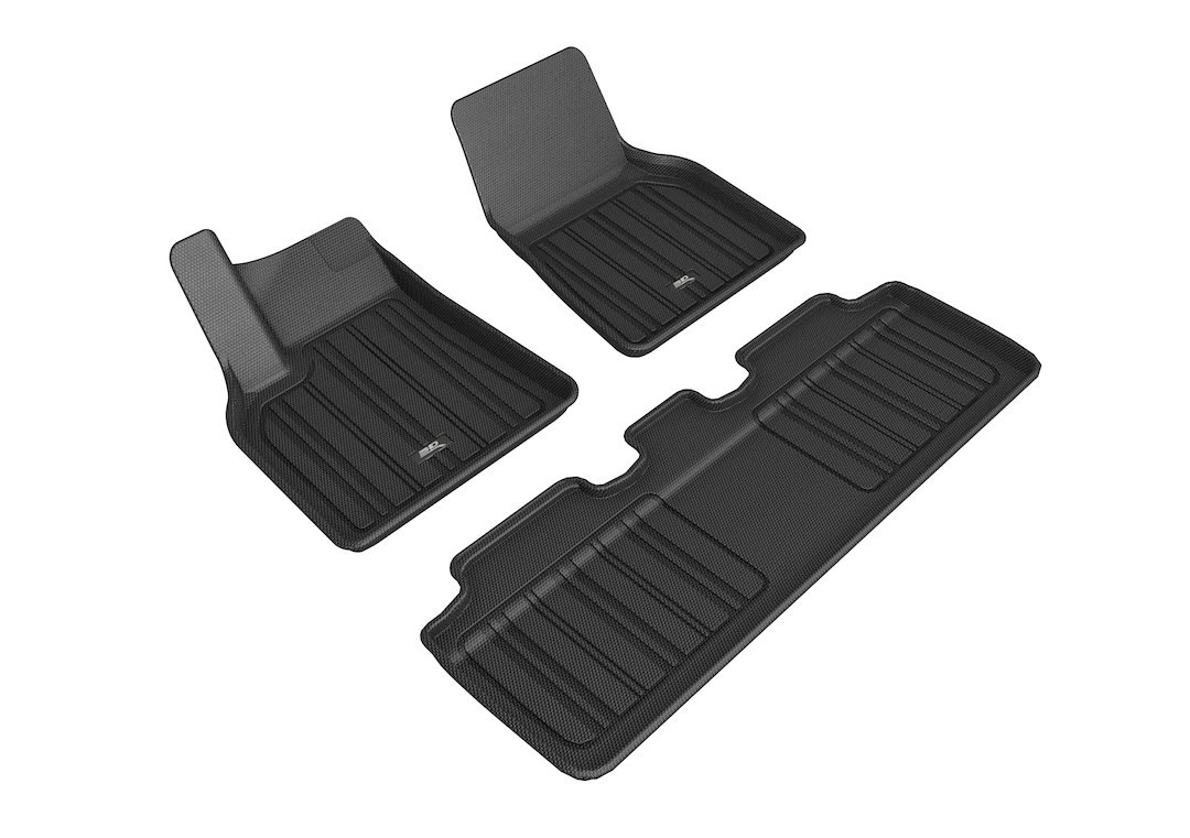 3D MAXpider Floor Liner, Elitect Series, Custom Fit, Raised Edge, Black, Textured Carbon Fiber, 3 Piece – E1TL02701809
