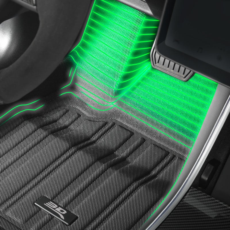 3D MAXpider Floor Liner, Elitect Series, Custom Fit, Raised Edge, Black, Textured Carbon Fiber, 3 Piece – E1TL02701809
