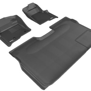 3D MAXpider Floor Liner, Kagu, Custom Fit, Raised Edge, Black, Thermoplastic Rubber of Carbon Fiber Texture, 3 Piece – L1FR07201509