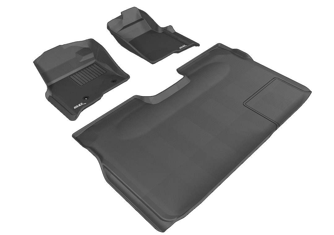 3D MAXpider Floor Liner, Kagu, Custom Fit, Raised Edge, Black, Thermoplastic Rubber of Carbon Fiber Texture, 3 Piece – L1FR07201509