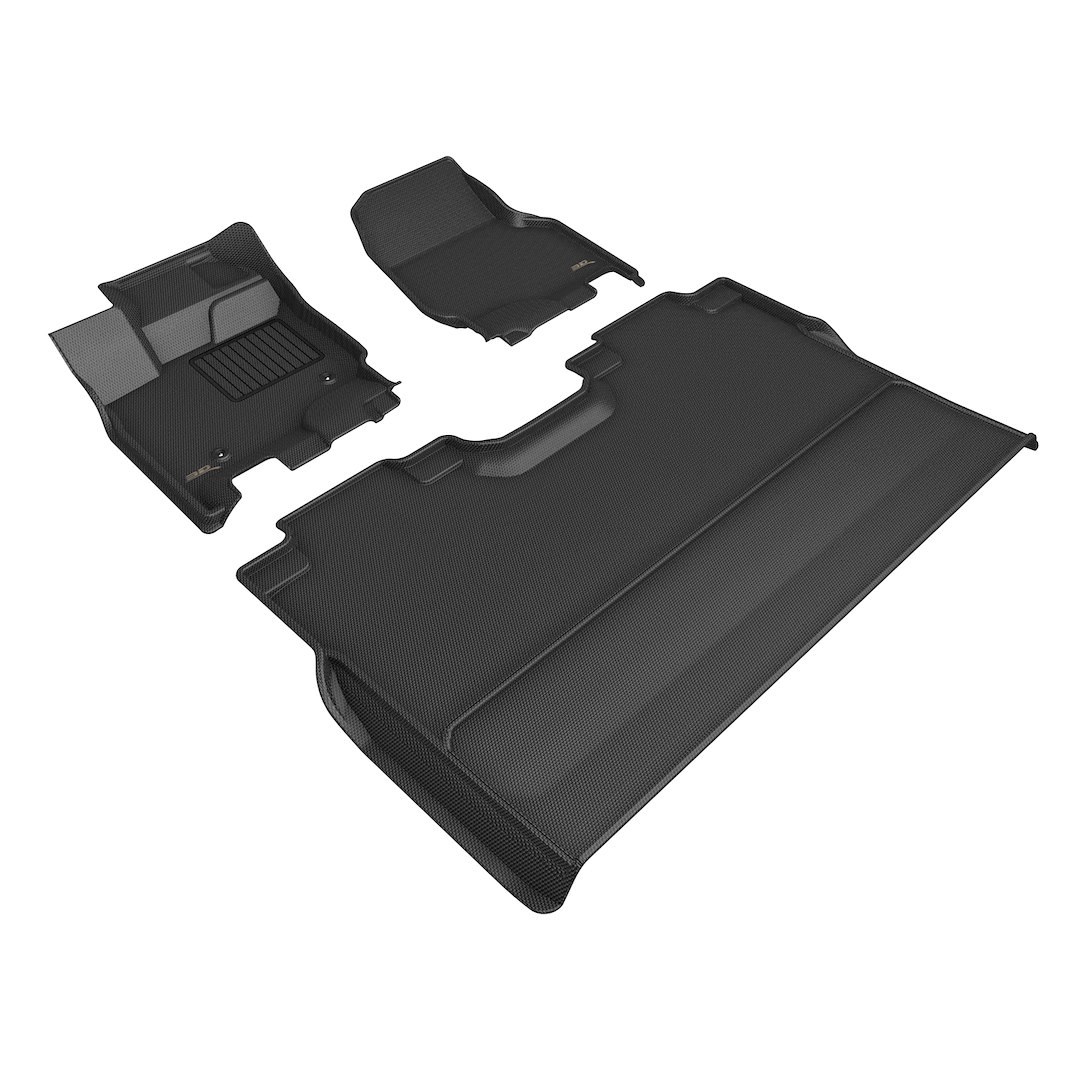 3D MAXpider Floor Liner, Kagu, Black, Custom Fit, Raised Edge, Thermoplastic Rubber of Carbon Fiber Texture, 3 Piece – L1FR08301509