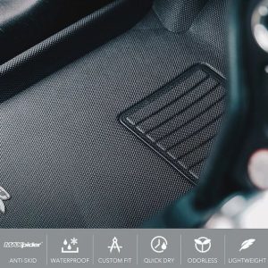 3D MAXpider Floor Liner, Kagu, Custom Fit, Raised Edge, Black, Thermoplastic Rubber of Carbon Fiber Texture, 2 Piece – L1FR10711509