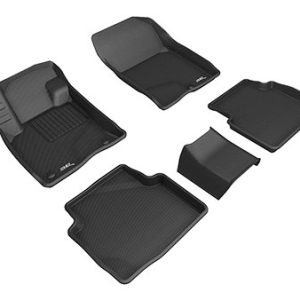 3D MAXpider Floor Liner, Kagu, Custom Fit, Raised Edge, Black, Thermoplastic Rubber of Carbon Fiber Texture, 5 Piece – L1FR12301509