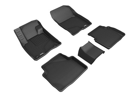 3D MAXpider Floor Liner, Kagu, Custom Fit, Raised Edge, Black, Thermoplastic Rubber of Carbon Fiber Texture, 5 Piece – L1FR12301509