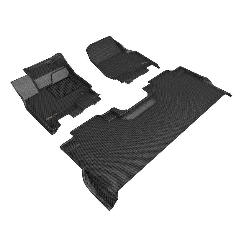 3D MAXpider Floor Liner, Kagu, Custom Fit, Raised Edge, Black, Thermoplastic Rubber of Carbon Fiber Texture, 3 Piece – L1FR12801509