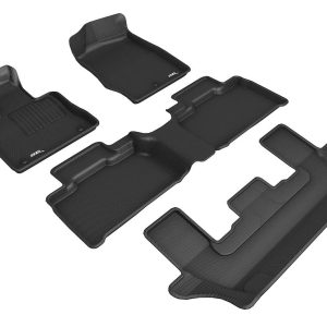 3D MAXpider Floor Liner, Kagu, Black, Custom Fit, Raised Edge, Thermoplastic Rubber of Carbon Fiber Texture, 4 Piece – L1FR13001509