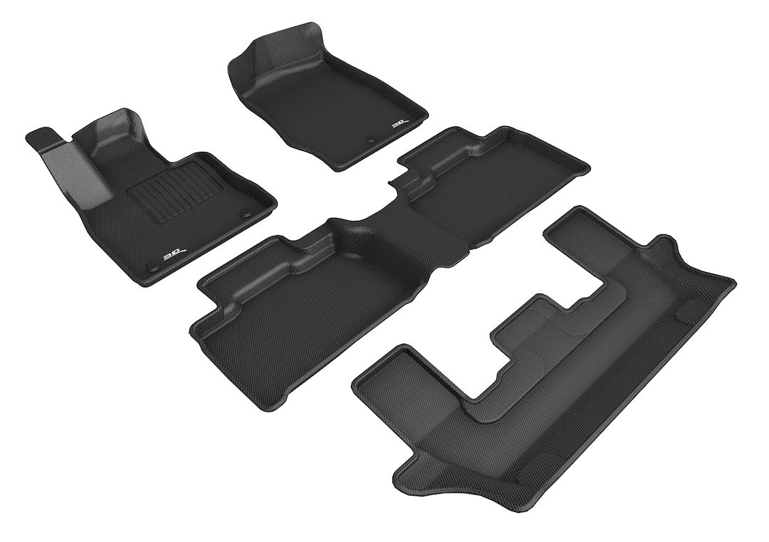 3D MAXpider Floor Liner, Kagu, Black, Custom Fit, Raised Edge, Thermoplastic Rubber of Carbon Fiber Texture, 4 Piece – L1FR13001509