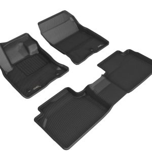 3D MAXpider Floor Liner, Kagu, Black, Custom Fit, Raised Edge, Thermoplastic Rubber of Carbon Fiber Texture, 3 Piece – L1FR14201509