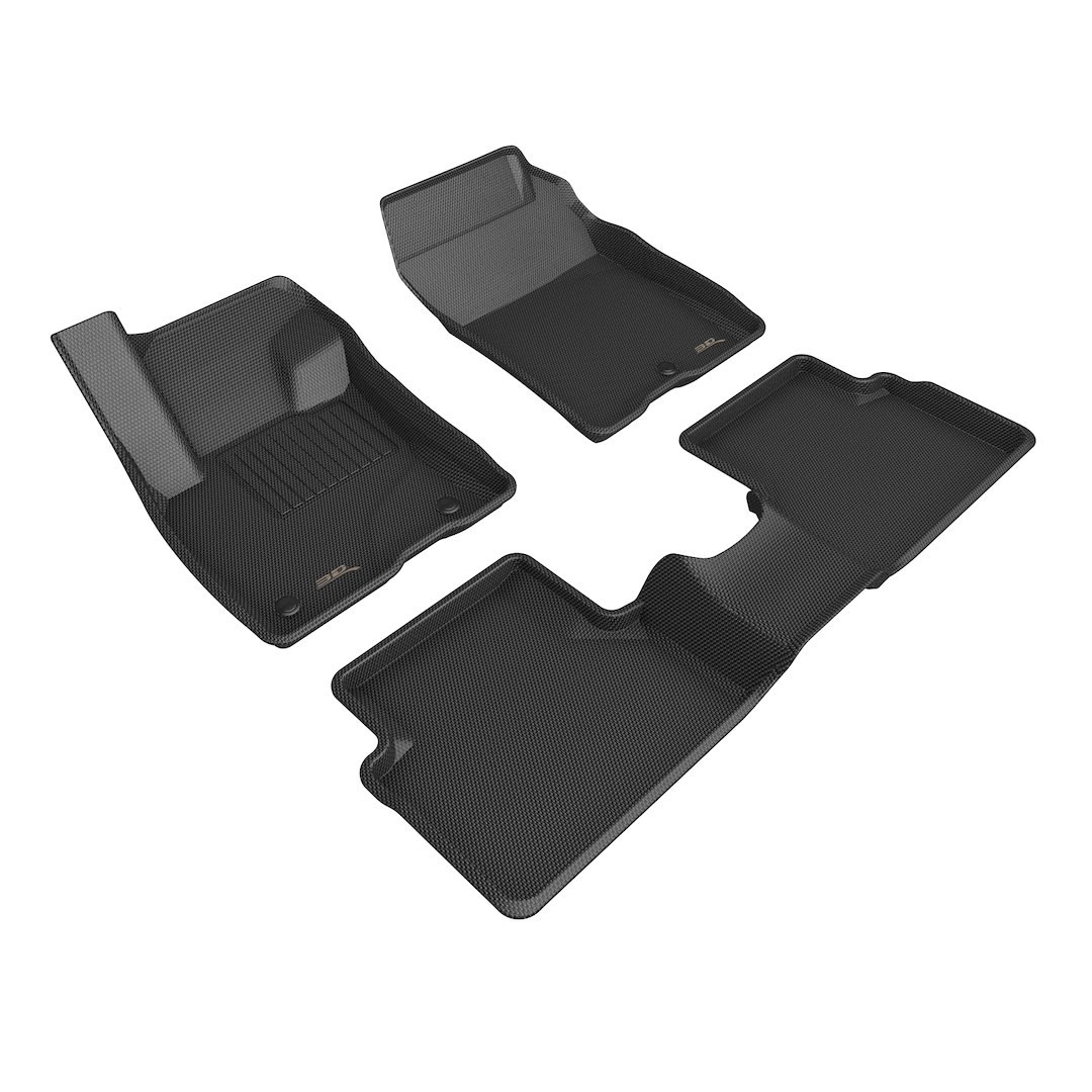 3D MAXpider Floor Liner, Kagu, Custom Fit, Raised Edge, Black, Thermoplastic Rubber of Carbon Fiber Texture, 3 Piece – L1FR14501509
