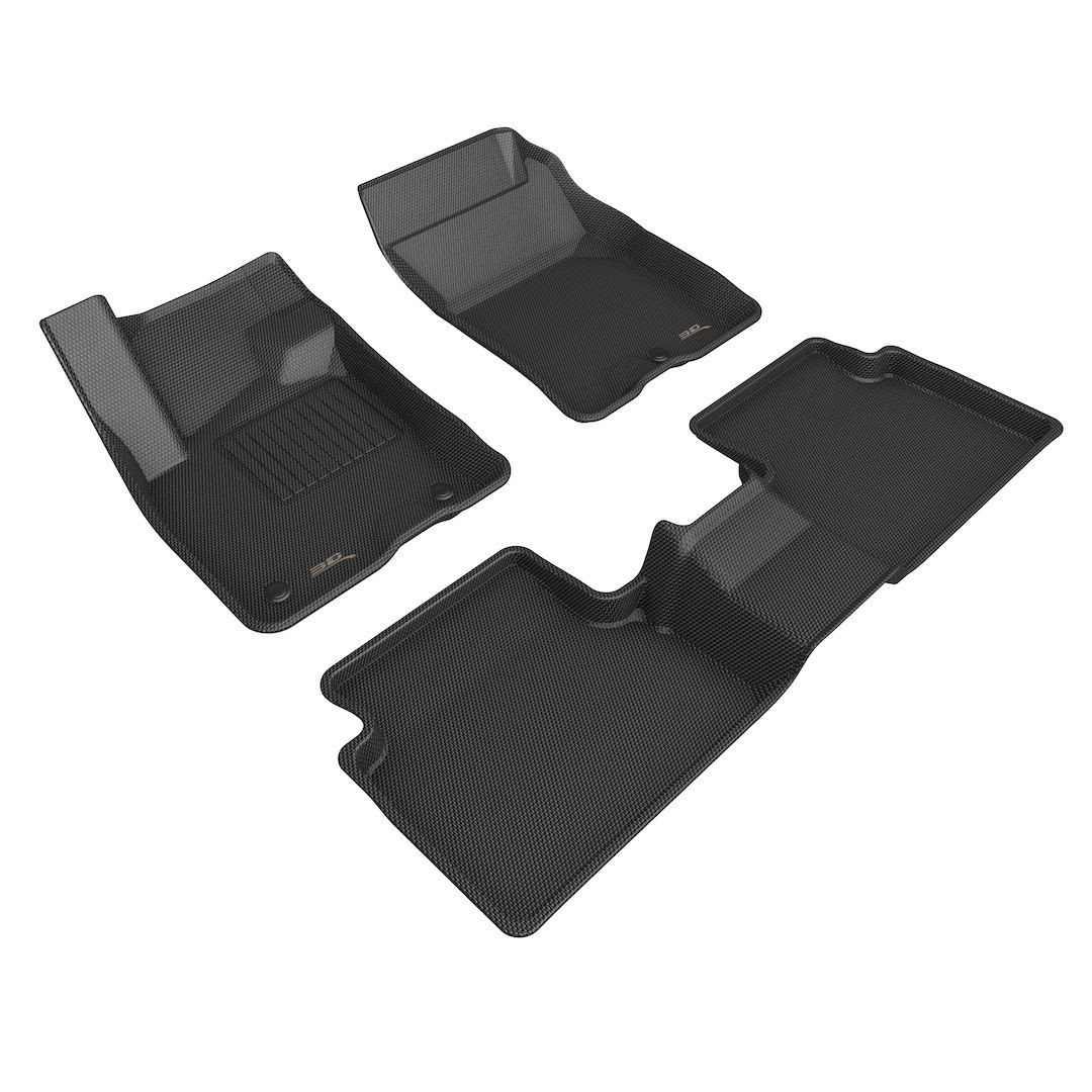 3D MAXpider Floor Liner, Kagu, Custom Fit, Raised Ridge, Black, Thermoplastic Rubber of Carbon Fiber Texture, 3 Piece – L1FR14601509