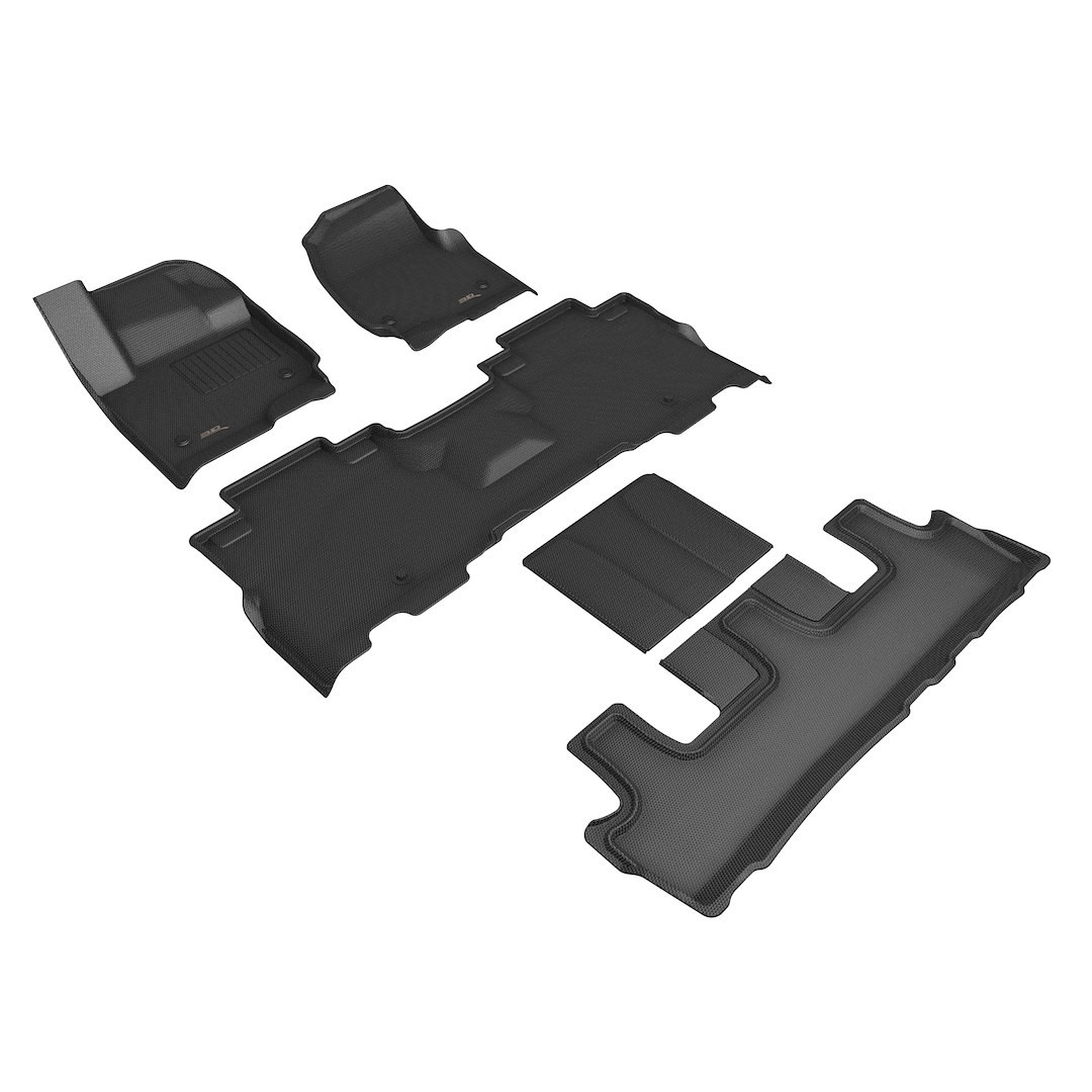 3D MAXpider Floor Liner, Kagu, Custom Fit, Raised Ridge, Black, Thermoplastic Rubber of Carbon Fiber Texture, 5 Piece – L1FR14801509
