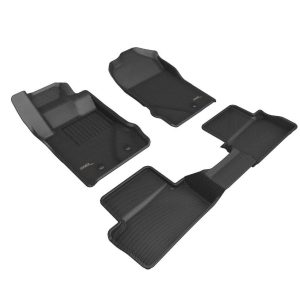 3D MAXpider Floor Liner, Kagu, Black, Custom Fit, Raised Edge, Thermoplastic Rubber of Carbon Fiber Texture, 3 Piece – L1FR15401509