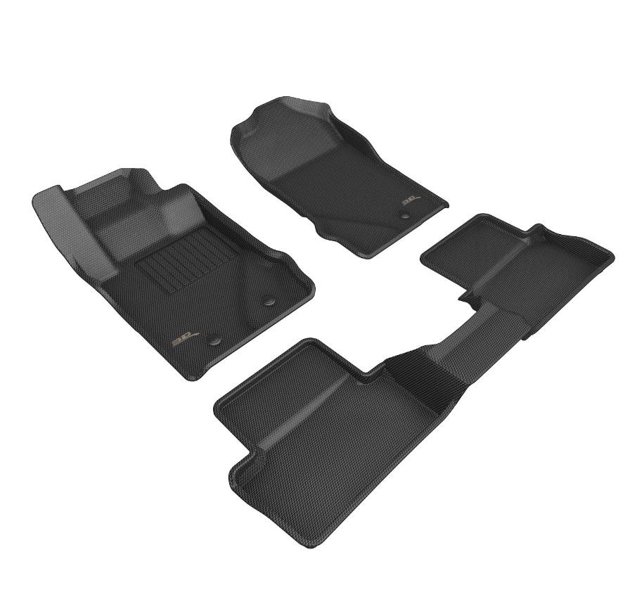 3D MAXpider Floor Liner, Kagu, Black, Custom Fit, Raised Edge, Thermoplastic Rubber of Carbon Fiber Texture, 3 Piece – L1FR15401509