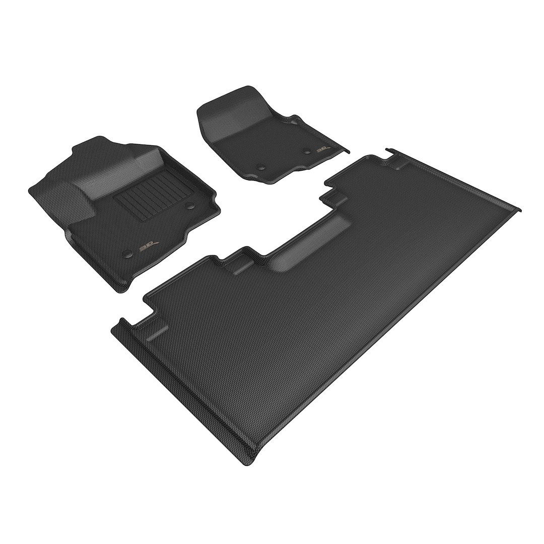 3D MAXpider Floor Liner, Kagu, Custom Fit, Raised Edge, Black, Thermoplastic Rubber of Carbon Fiber Texture, 3 Piece – L1FR16001509