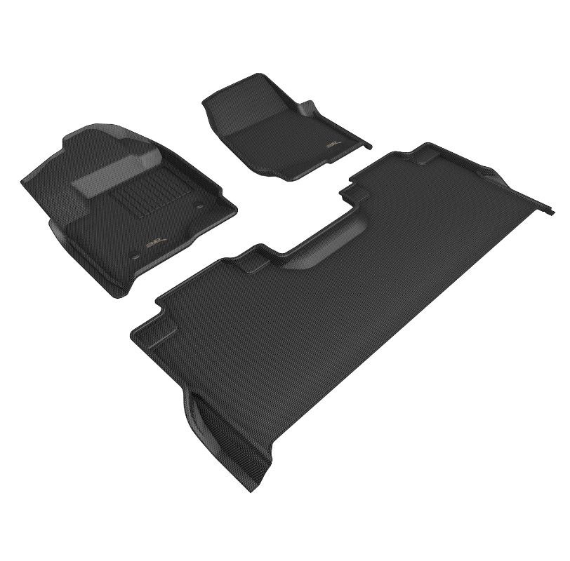 3D MAXpider Floor Liner, Kagu, Custom Fit, Raised Edge, Black, Thermoplastic Rubber of Carbon Fiber Texture, 3 Piece – L1FR16101509