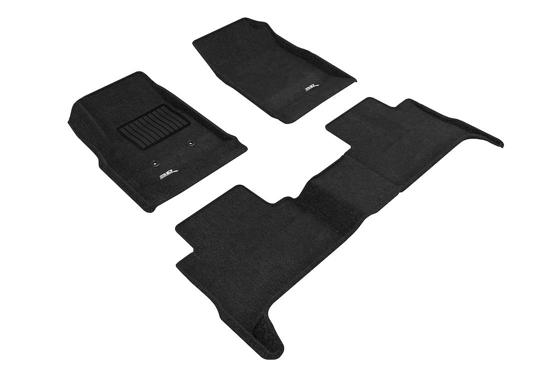 3D MAXpider Floor Liner, Elegant Series, Custom Fit, Raised Edge, Black, Woven Nylon, 3 Piece, With Maxpider™ Anti-Skid Bottom Layer – L1GM01804609