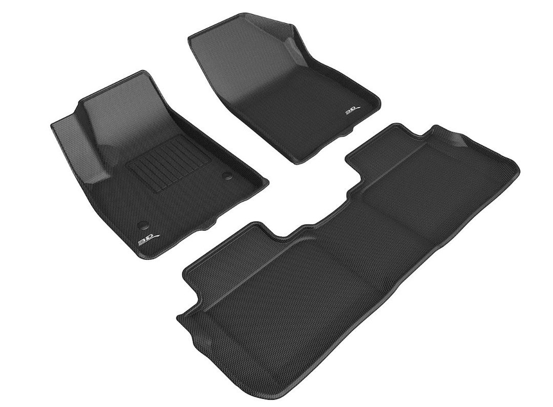3D MAXpider Floor Liner, Kagu, Custom Fit, Raised Edge, Black, Thermoplastic Rubber of Carbon Fiber Texture, 3 Piece – L1GM02701509