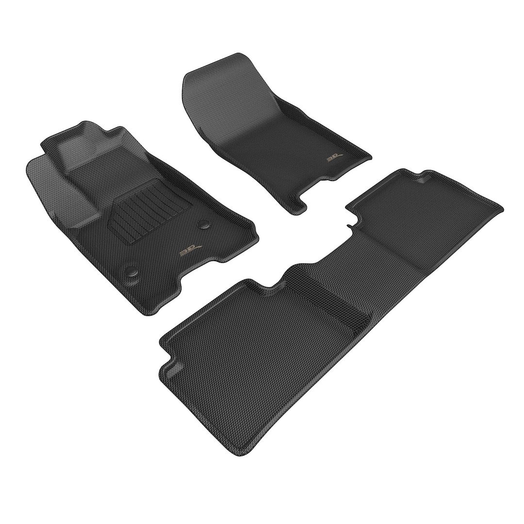 3D MAXpider Floor Liner, Kagu, Custom Fit, Raised Edge, Black, Thermoplastic Rubber of Carbon Fiber Texture, 3 Piece – L1GM03301509