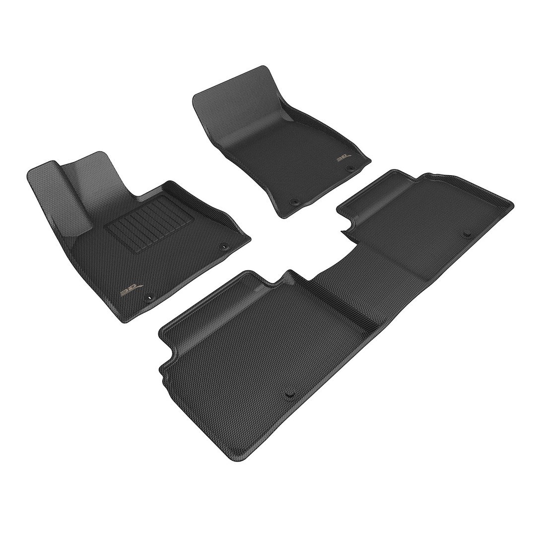 3D MAXpider Floor Liner, Kagu, Custom Fit, Raised Edge, Black, Thermoplastic Rubber of Carbon Fiber Texture, 3 Piece – L1GS01001509