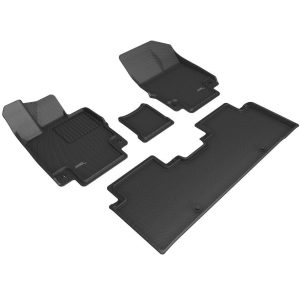 3D MAXpider Floor Liner, Kagu, Custom Fit, Raised Ridge, Black, Thermoplastic Rubber of Carbon Fiber Texture, 4 Piece – L1GS01201509