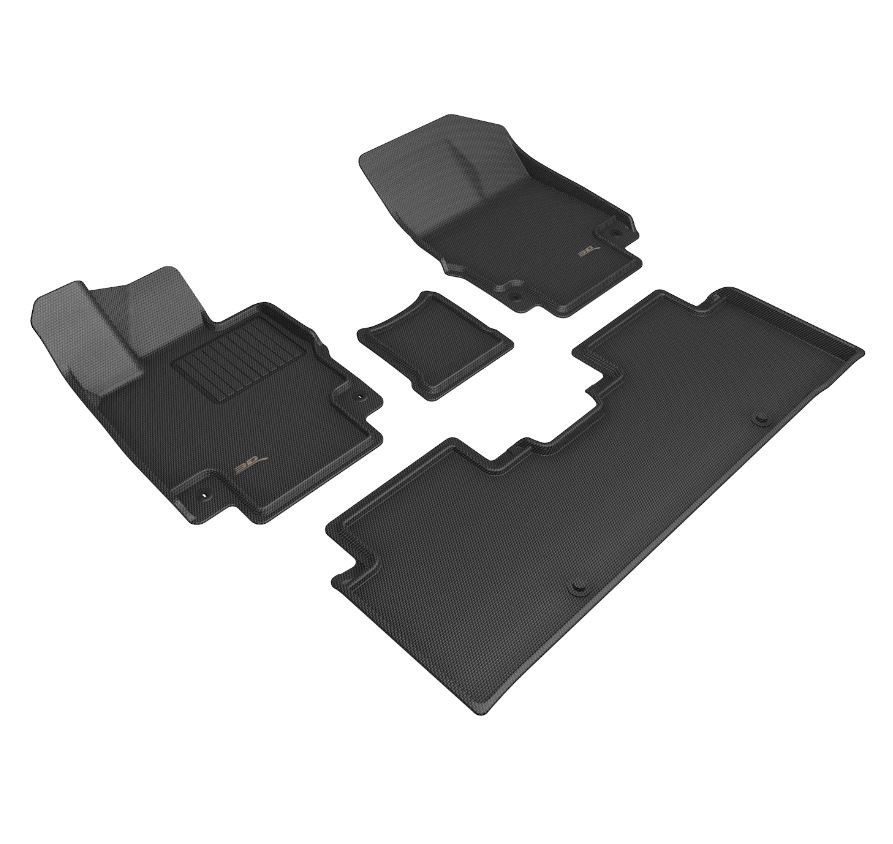 3D MAXpider Floor Liner, Kagu, Custom Fit, Raised Ridge, Black, Thermoplastic Rubber of Carbon Fiber Texture, 4 Piece – L1GS01201509