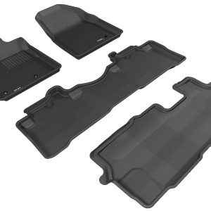 3D MAXpider Floor Liner, Kagu, Custom Fit, Raised Edge, Black, Thermoplastic Rubber of Carbon Fiber Texture, 4 Piece – L1HD05801509