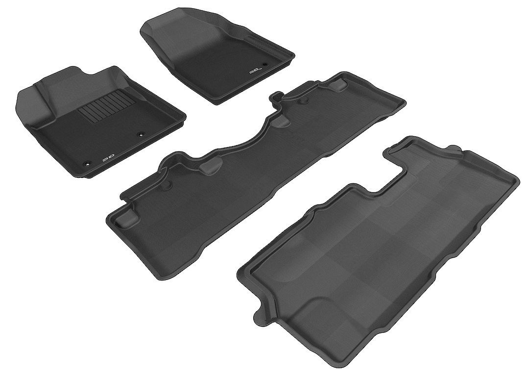 3D MAXpider Floor Liner, Kagu, Custom Fit, Raised Edge, Black, Thermoplastic Rubber of Carbon Fiber Texture, 4 Piece – L1HD05801509