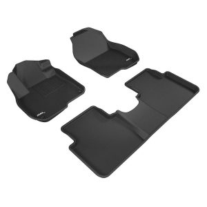 3D MAXpider Floor Liner, Kagu, Custom Fit, Raised Edge, Black, Thermoplastic Rubber of Carbon Fiber Texture, 3 Piece – L1HD08601509