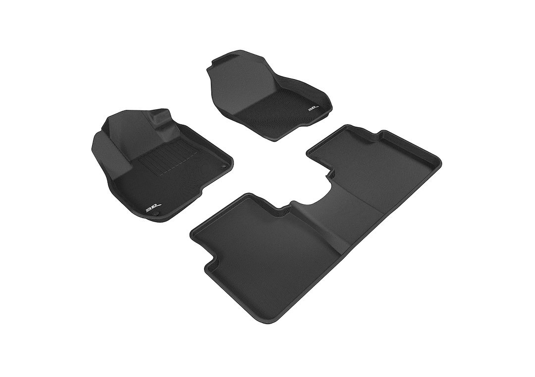 3D MAXpider Floor Liner, Kagu, Custom Fit, Raised Edge, Black, Thermoplastic Rubber of Carbon Fiber Texture, 3 Piece – L1HD08601509