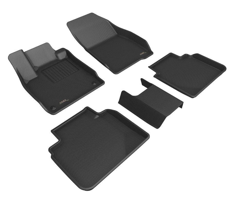 3D MAXpider Floor Liner, Kagu, Custom Fit, Raised Edge, Black, Thermoplastic Rubber of Carbon Fiber Texture, 5 Piece – L1HD13401509