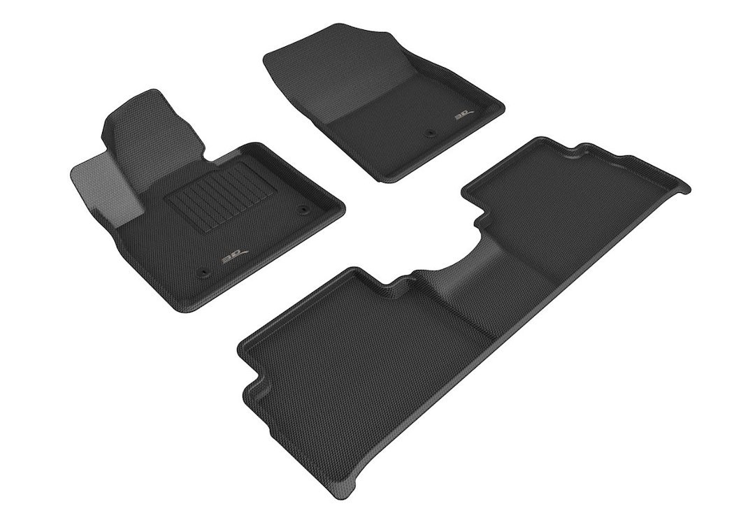 3D MAXpider Floor Liner, Kagu, Custom Fit, Raised Edge, Black, Thermoplastic Rubber of Carbon Fiber Texture, 3 Piece – L1HY11201509