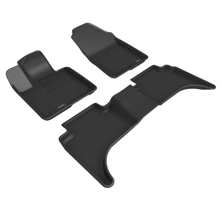 3D MAXpider Floor Liner, Kagu, Custom Fit, Raised Ridge, Black, Thermoplastic Rubber of Carbon Fiber Texture, 3 Piece – L1HY11801509