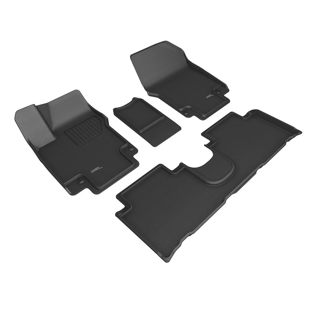 3D MAXpider Floor Liner, Kagu, Custom Fit, Raised Ridge, Black, Thermoplastic Rubber of Carbon Fiber Texture, 4 Piece – L1HY12301509