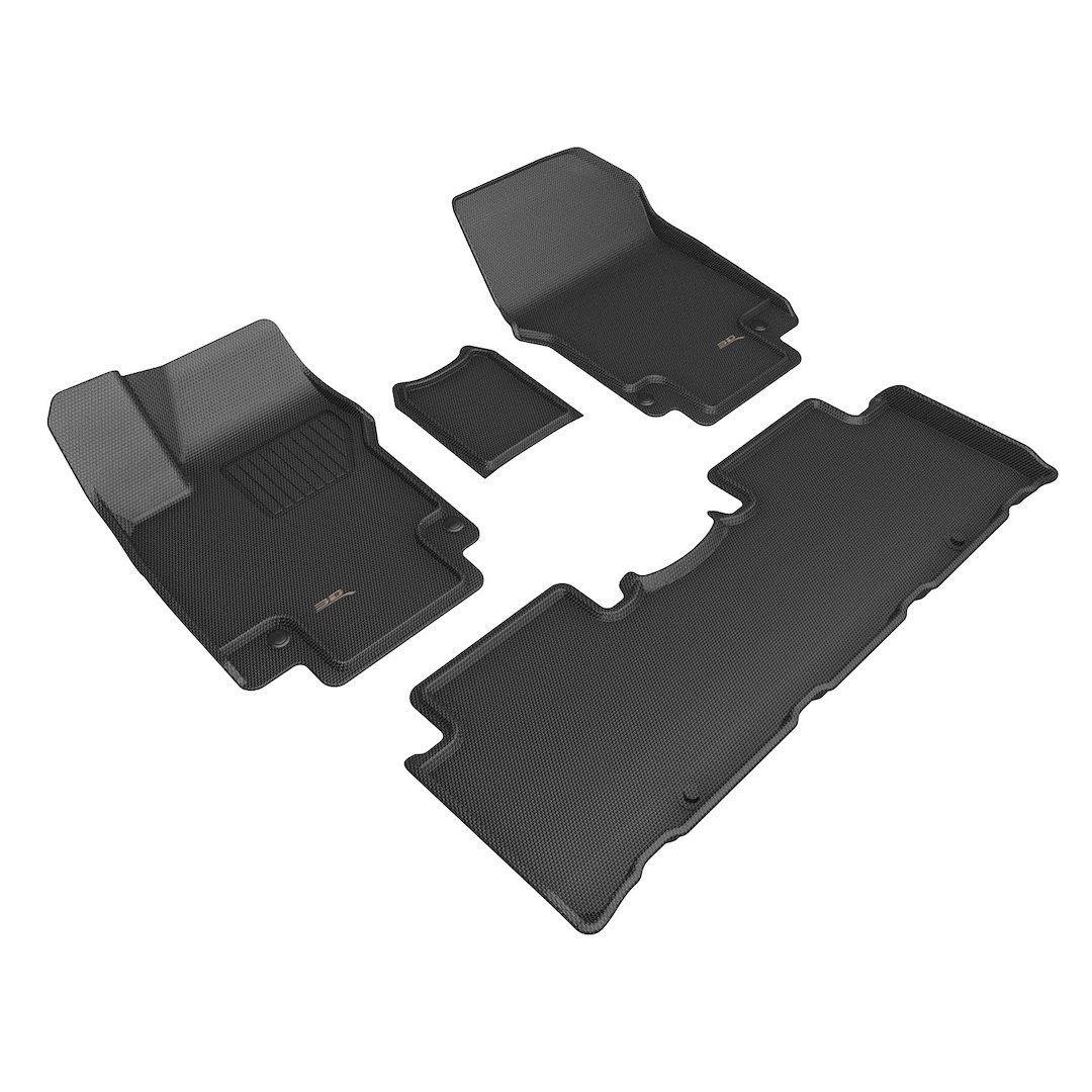 3D MAXpider Floor Liner, Kagu, Custom Fit, Raised Ridge, Black, Thermoplastic Rubber of Carbon Fiber Texture, 4 Piece – L1HY12501509